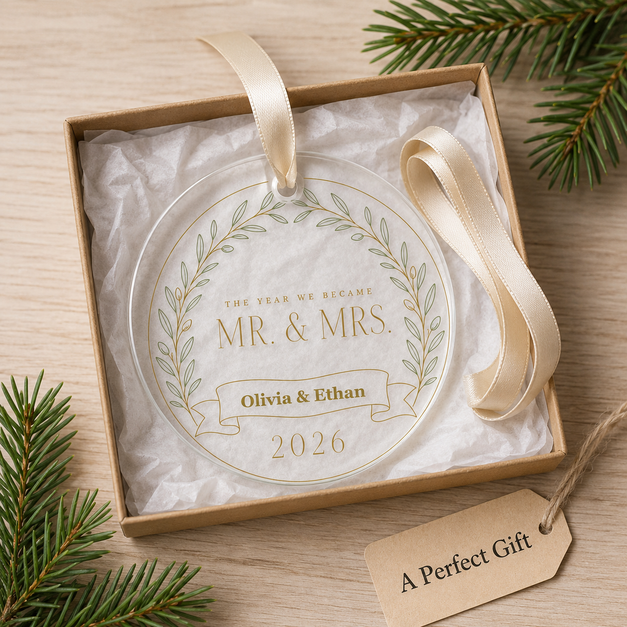 botanical arch glass ornament mockup