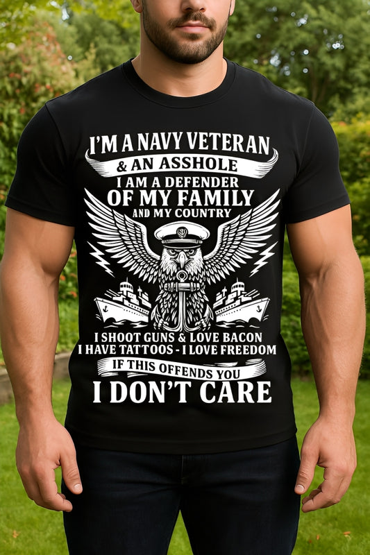 US Navy Veteran Shirt – Freedom, Guns, Bacon, Tattoos, Patriotic Military Tee