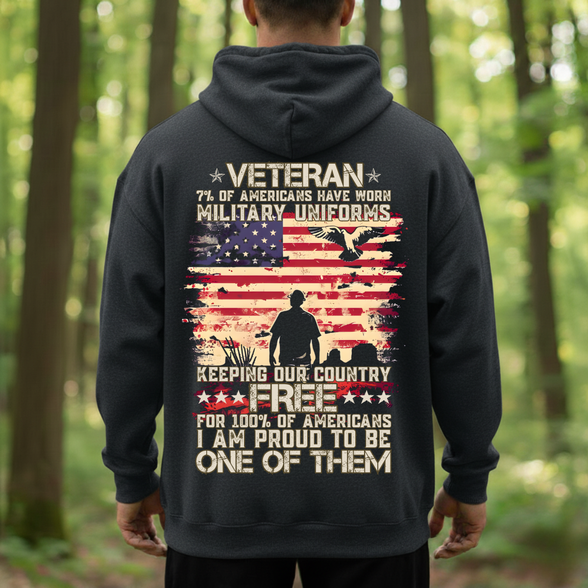 Patriotic Veteran Shirt - Only 7% Serve, Proud To Be One - Military Pride Apparel Gift