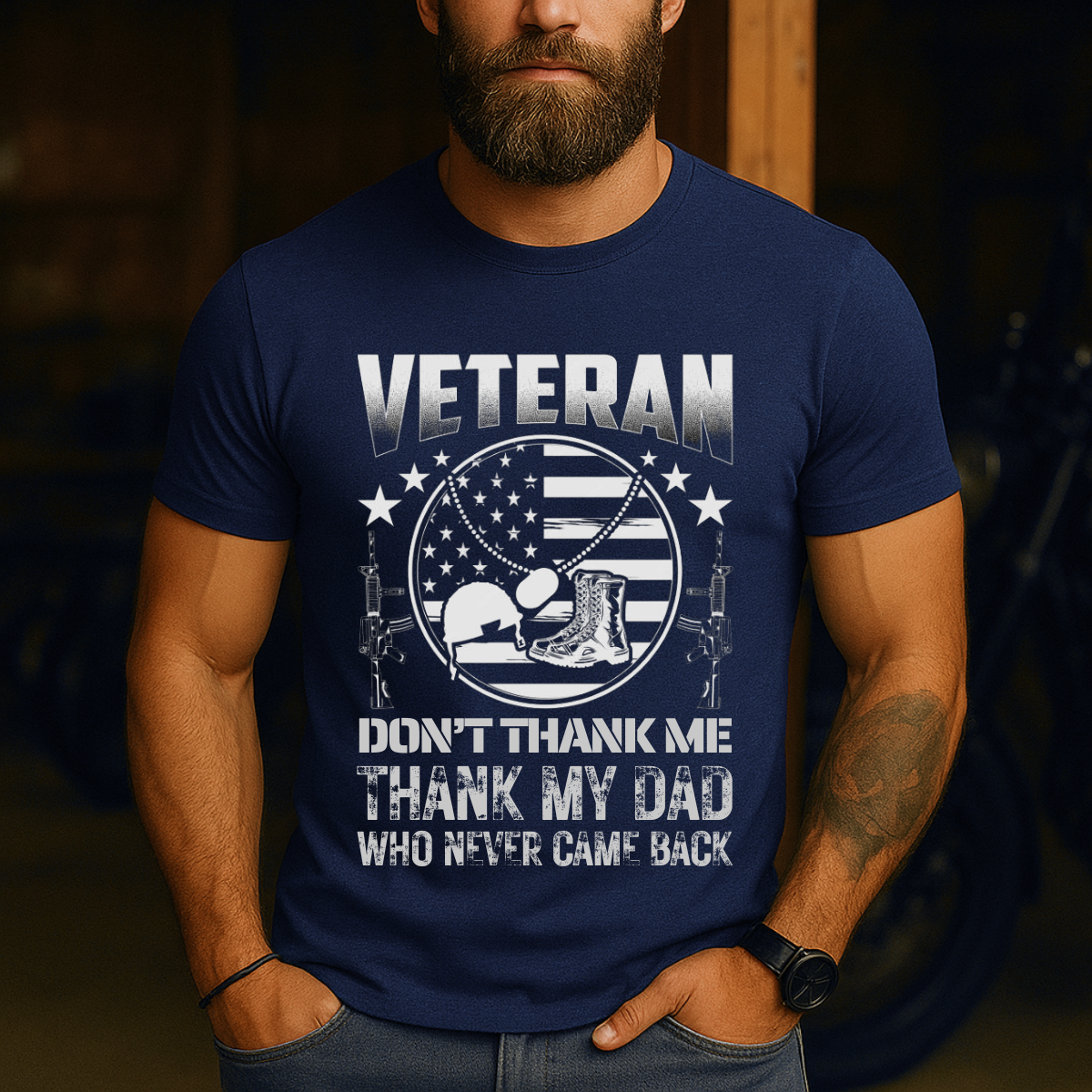 Veteran Tribute T-Shirt Thank My Dad Who Never Came Back Memorial Tee Military Family Pride