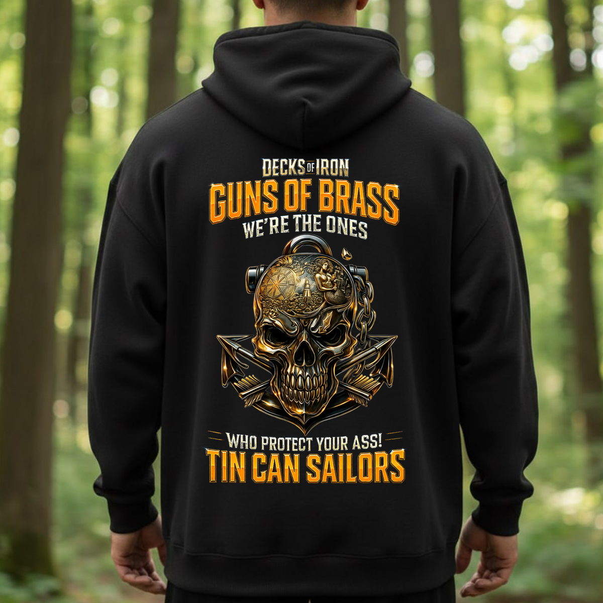 Tin Can Sailors Shirt – Navy Destroyer Veteran Skull Tee, Decks of Iron Guns of Brass Shirt, Military Veteran Gift for Men