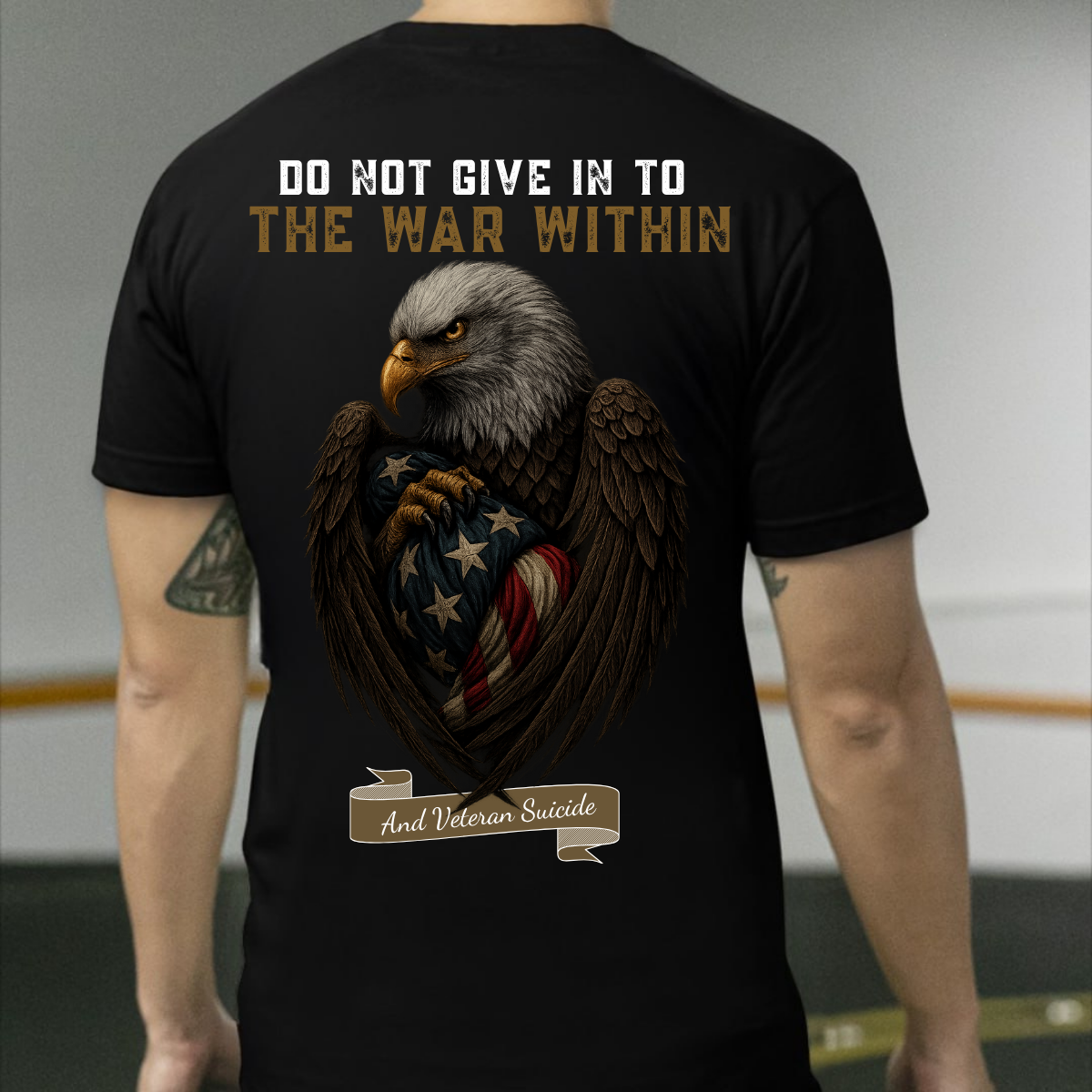 Do Not Give In To The War Within T-Shirt Veteran Suicide Awareness Eagle Shirt , Patriotic USA Flag Military Tee, PTSD Support Gift for Veterans