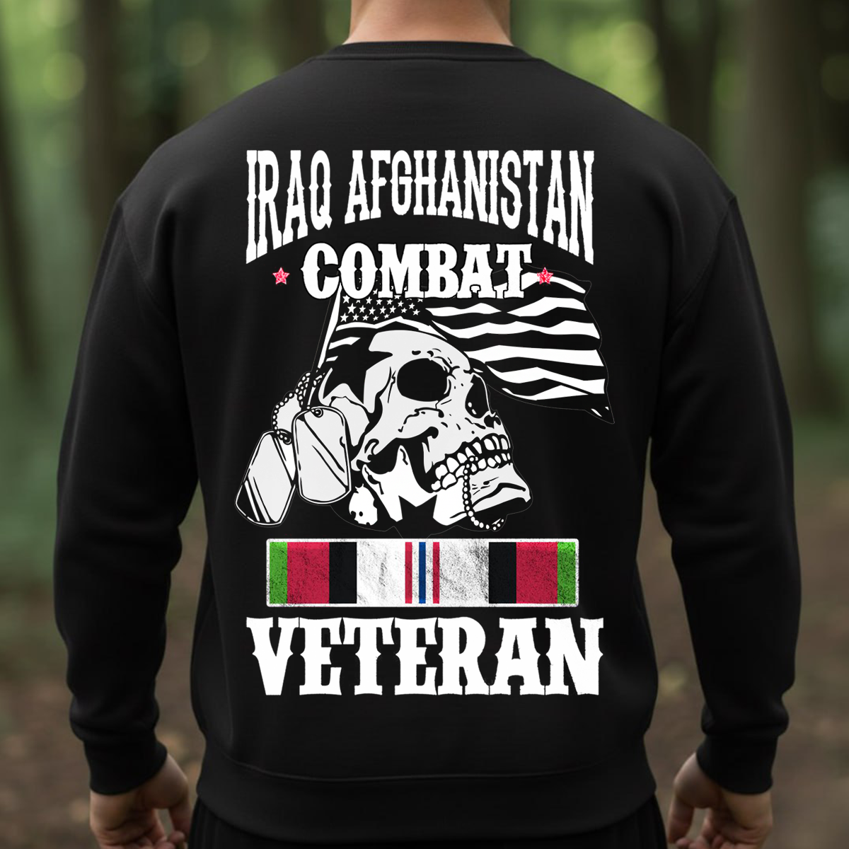 Combat Veteran T-Shirt-Iraq Afghanistan Veteran Shirt-Patriotic Skull Veteran Shirt – Iraq Afghanistan War Veteran Gift