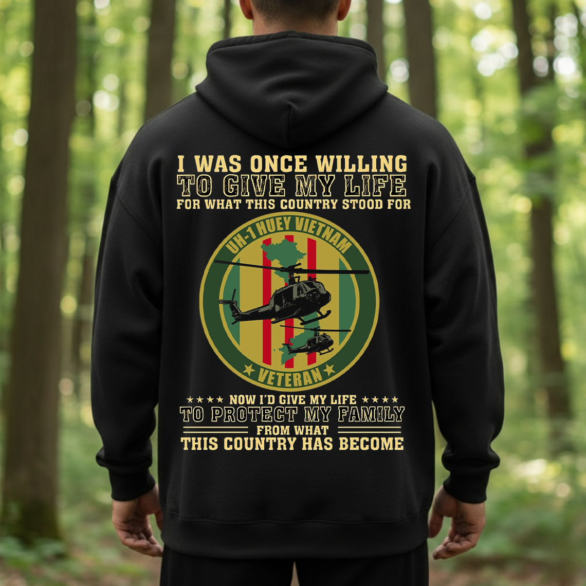 Vietnam Veteran UH-1 Huey T-Shirt, Sweatshirt, Hoodie – Patriotic Military Quote Tee, Proud American Veteran Shirt for Men and Veterans