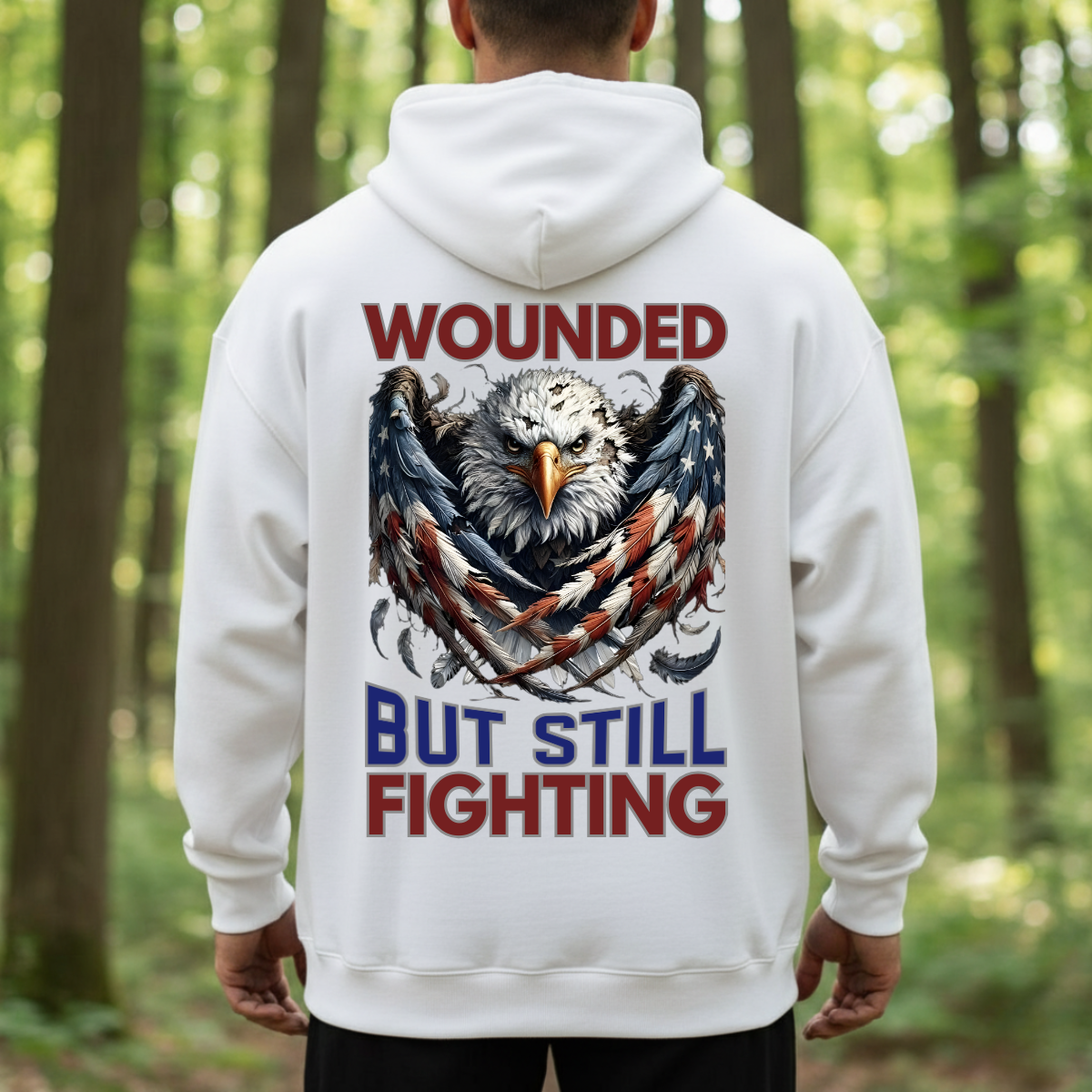 Bold Eagle Graphic T-Shirt, Sweatshirt, Hoodie - Wounded But Still Fighting Spirit - Veteran Pride Outfit, Patriotic Gift For Hero