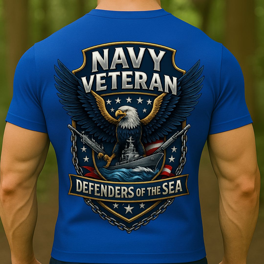 Navy Veteran T-Shirt – Defenders of the Sea | U.S. Navy Military Pride Tee