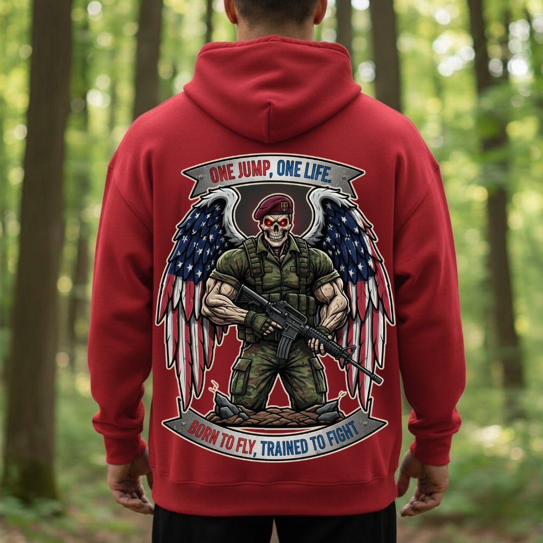 Airborne Paratrooper Veteran T-Shirt – One Jump One Life | Born to Fly Trained to Fight Military Tee