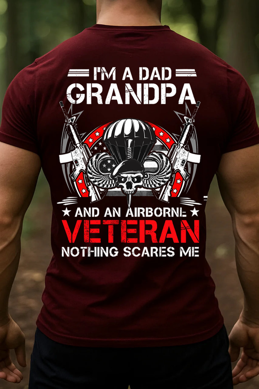 I am Dad grandpa and an airborne veteran, nothing scares me t-shirt, U.S airborne veteran, Gift for veterans Day