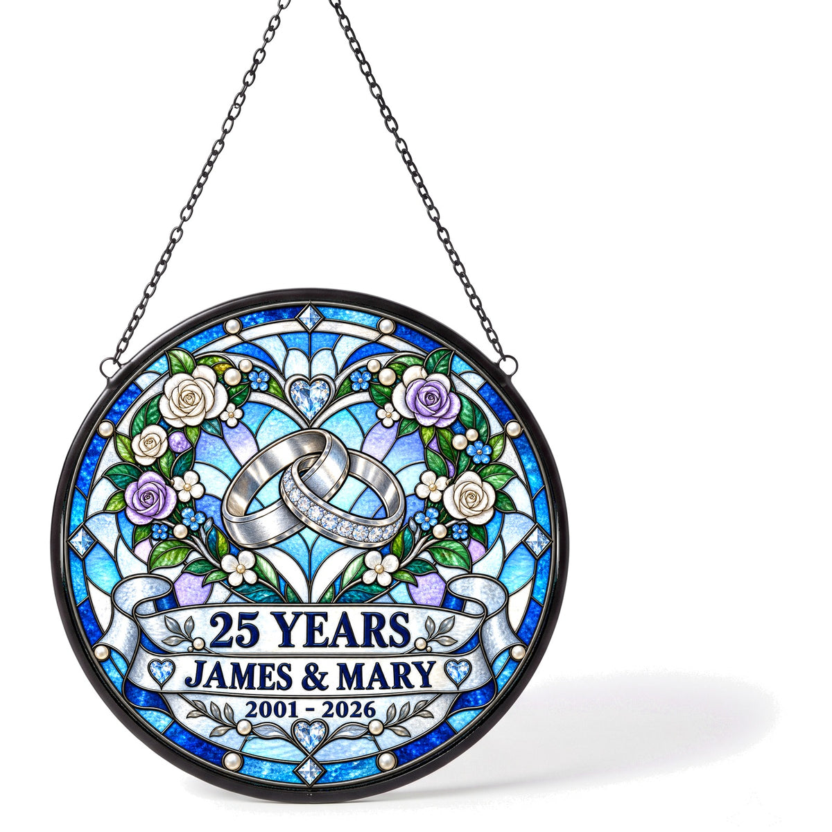 25th Anniversary Suncatcher - Personalized Gift for Couples