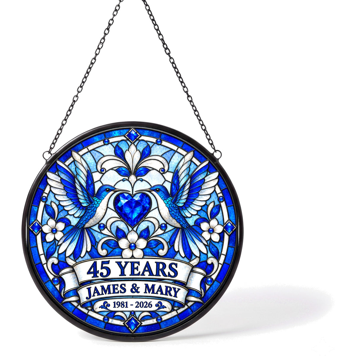 45th Anniversary Suncatcher - Personalized Gift for Couples