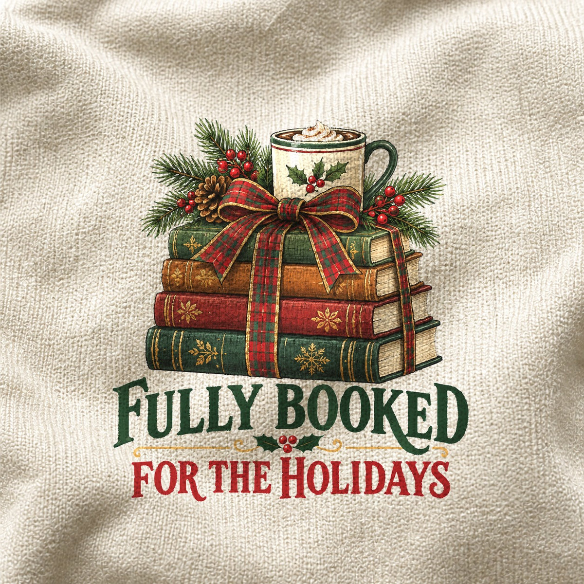Comfort Colors Fully Booked Holiday Stack Christmas T-Shirt, Ivory
