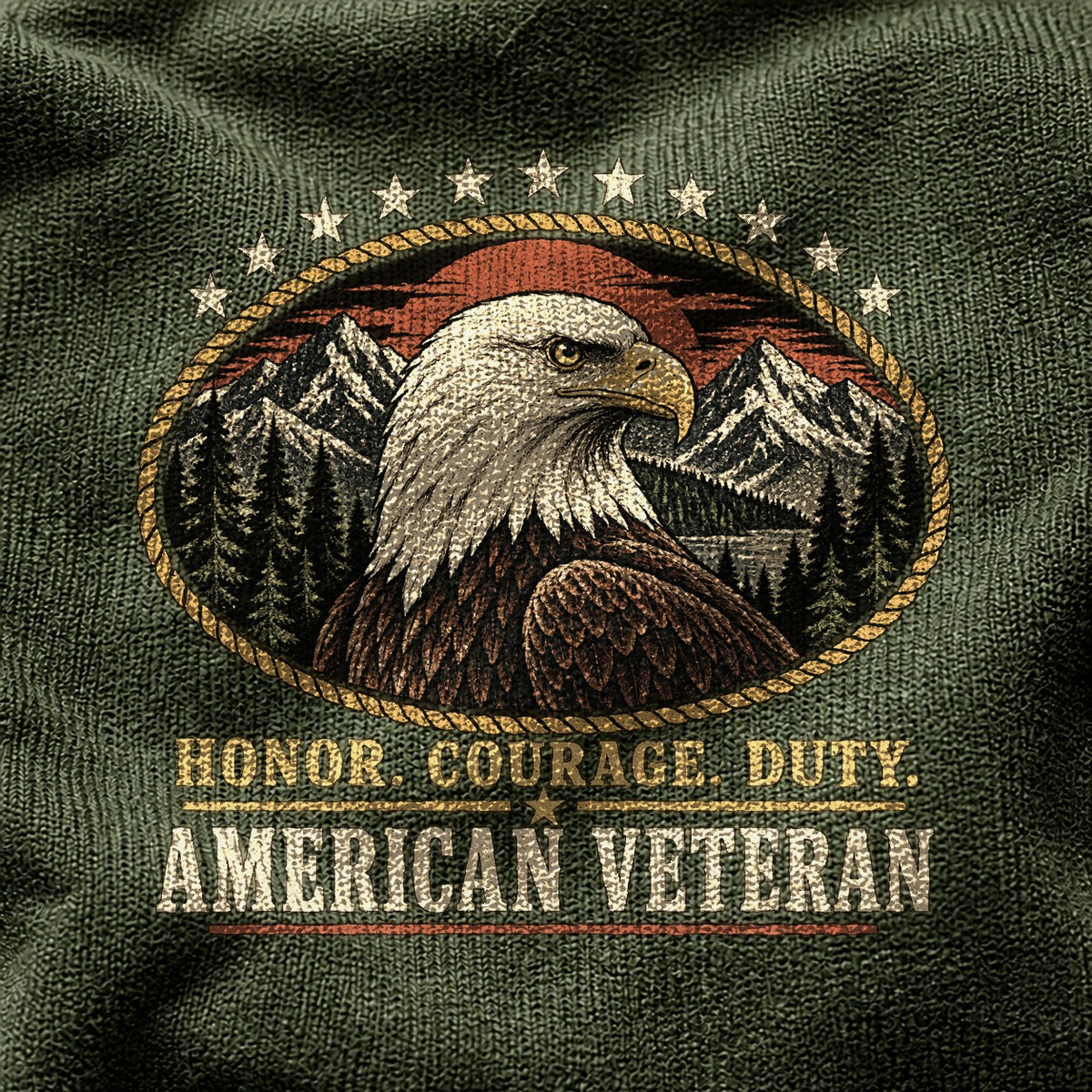 Eagle and Ridge Veteran Crest Comfort Colors T-Shirt