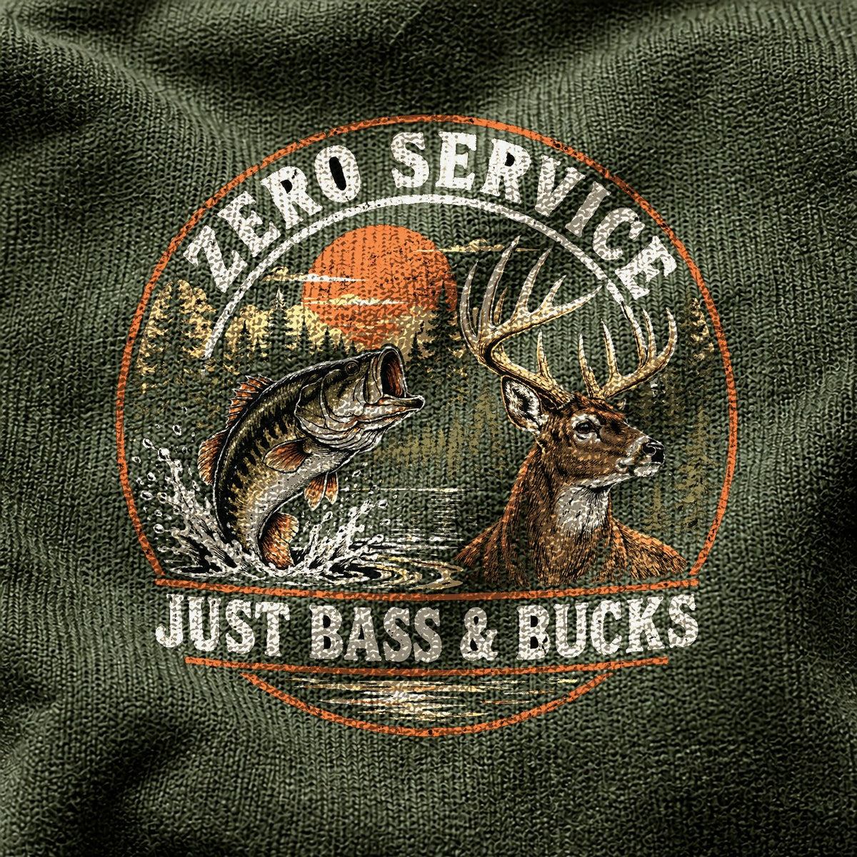 Zero Service Bass and Bucks Comfort Colors T-Shirt, Moss Graphic Tee