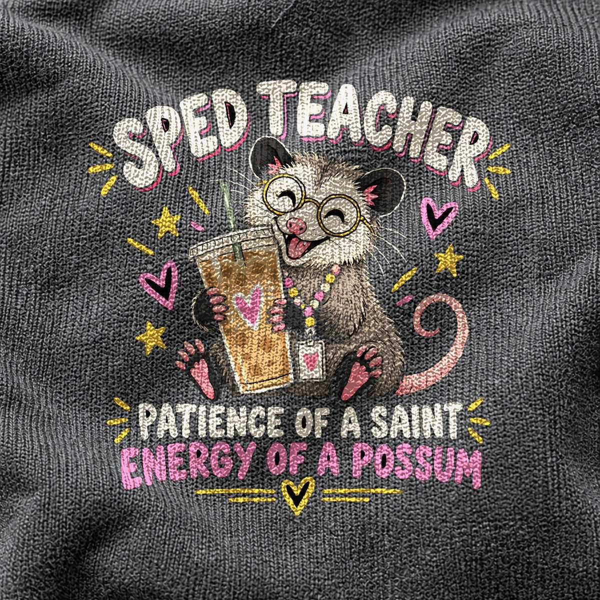 Comfort Colors Sped Possum Energy Graphic T-Shirt, Teacher Humor