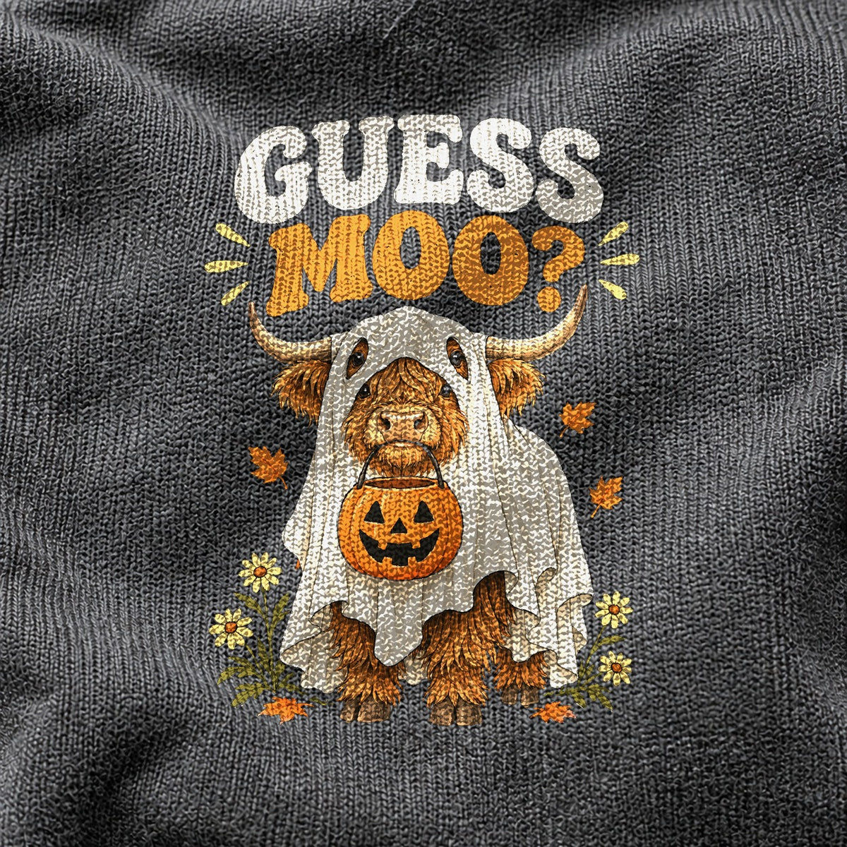 Guess Moo Ghost Cow Comfort Colors T-Shirt, Pepper