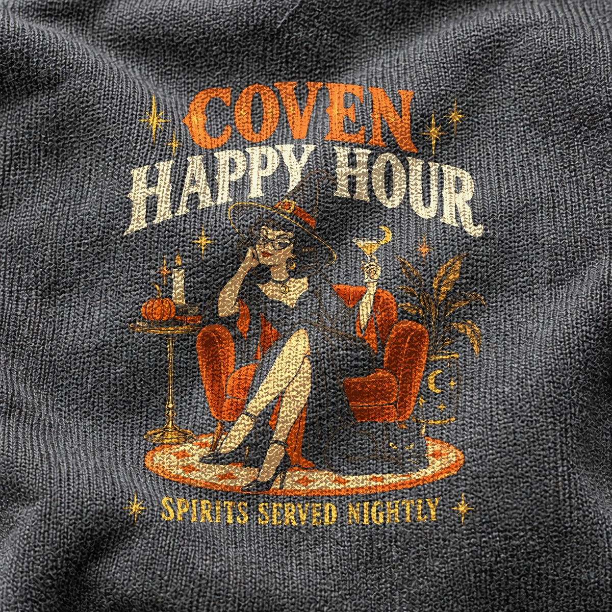 Comfort Colors T-Shirt, Coven Happy Hour Retro Witch Graphic
