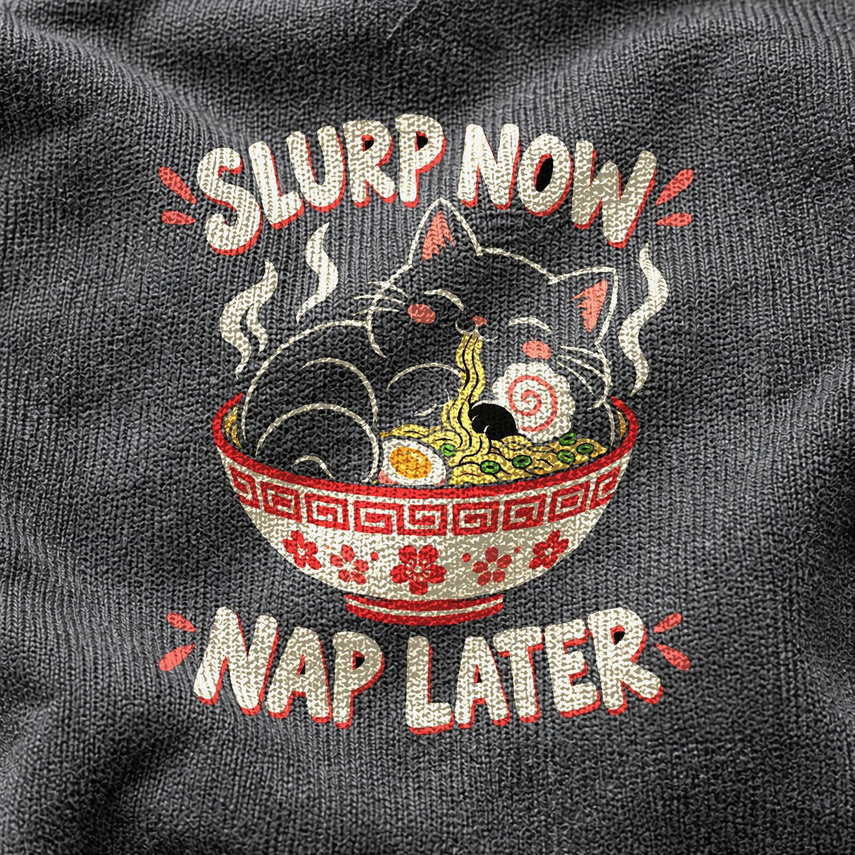 Slurp Now Nap Later Cat Comfort Colors T-Shirt, Ramen Lover Tee