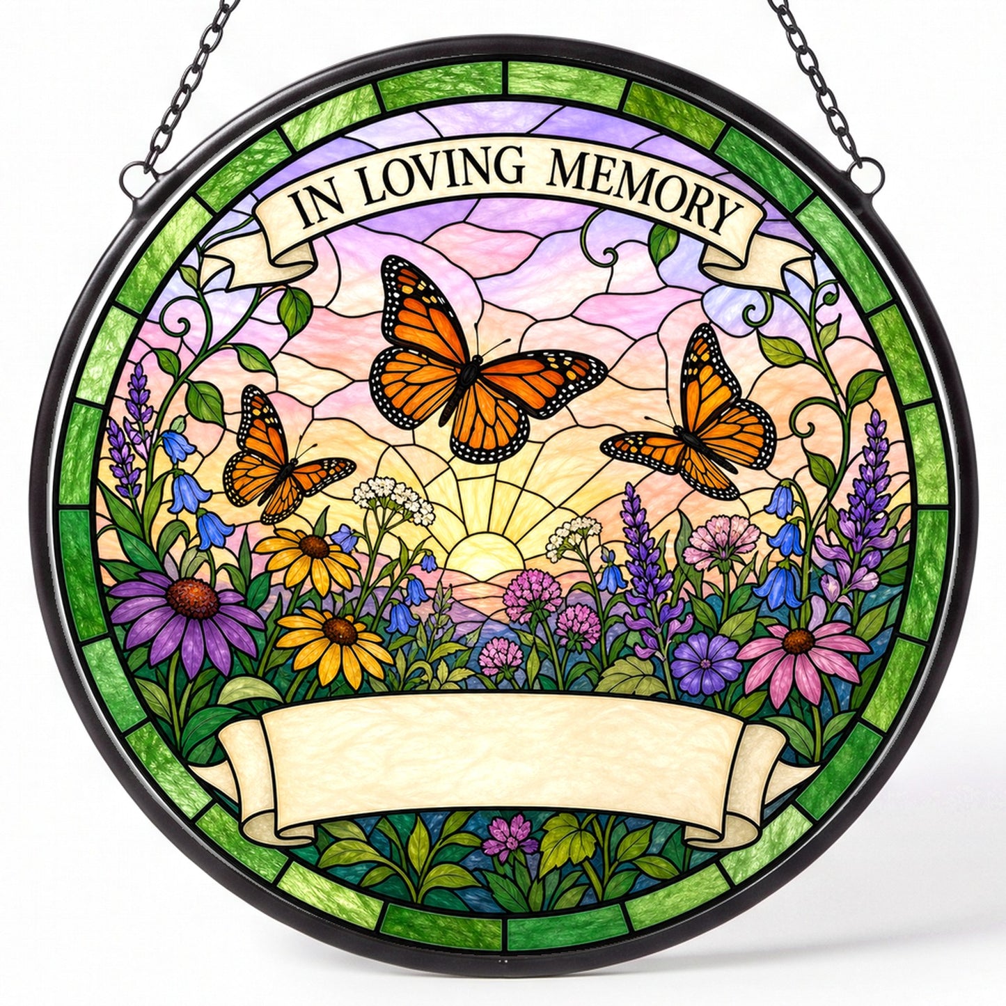 Cardinal Memorial Suncatcher - Butterfly Floral Remembrance Gift