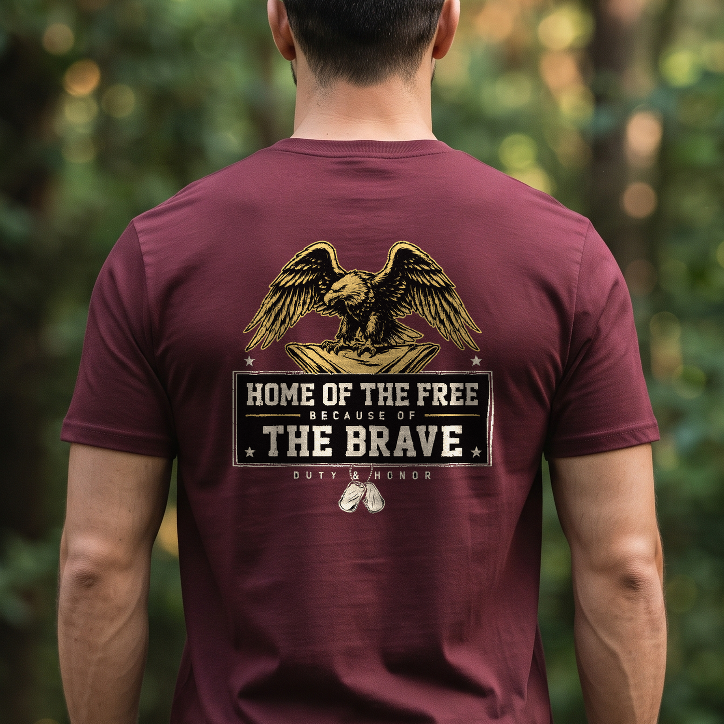 "Home Of The Free Because Of The Brave" T-Shirt – Patriotic Military Veteran Pride Gift for Veterans Day