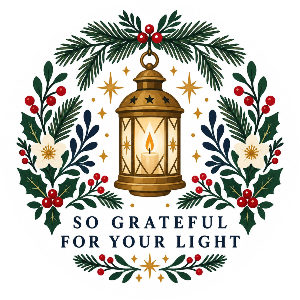 Grateful For Your Light Christmas Ceramic Ornament Keepsake