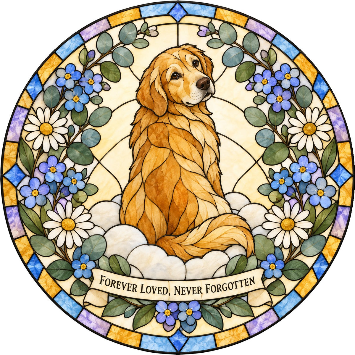 Peaceful Meadow Pet Memorial Suncatcher Dog Ornament Glass Window Hanging