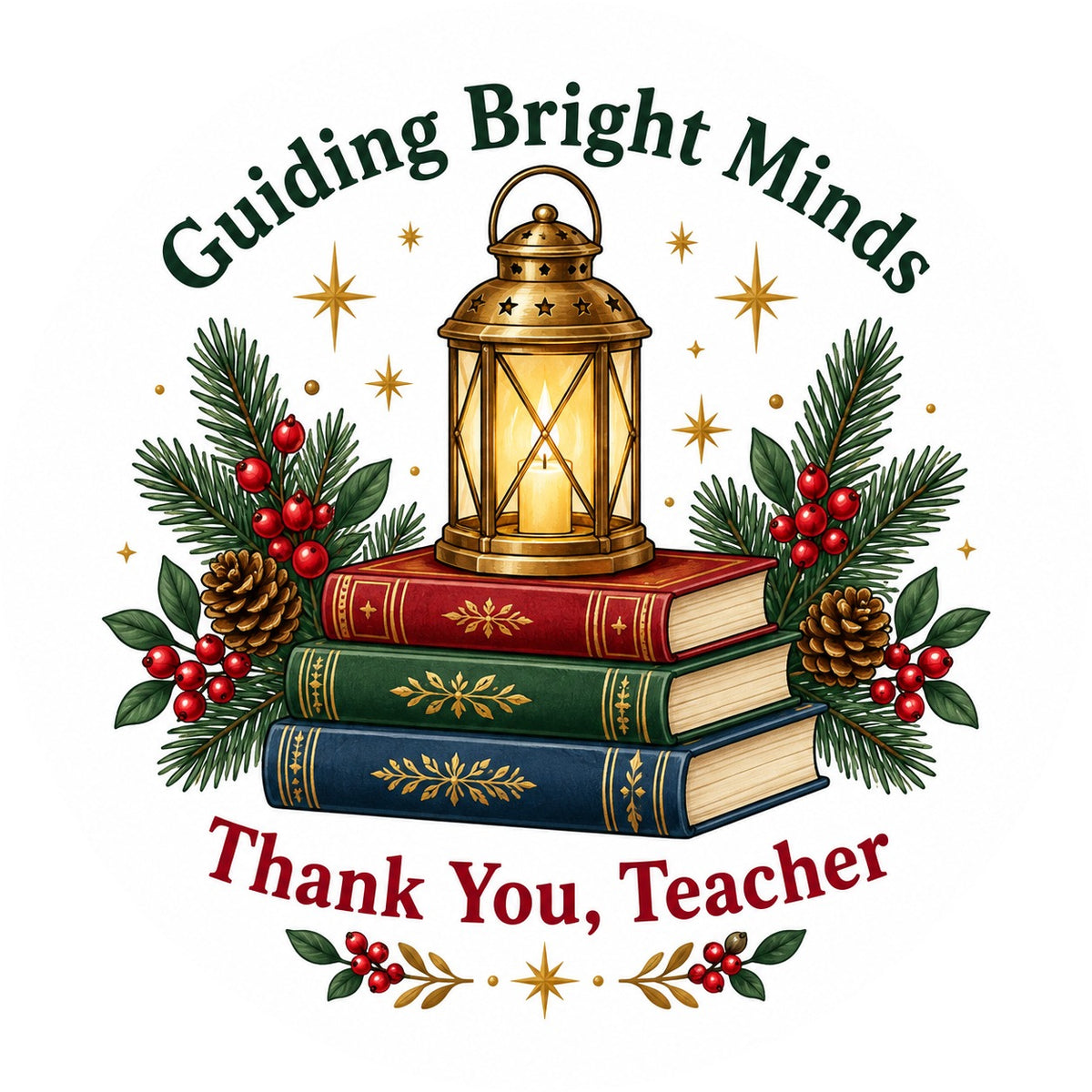 Guiding Bright Minds Teacher Ornament, Ceramic Holiday Keepsake