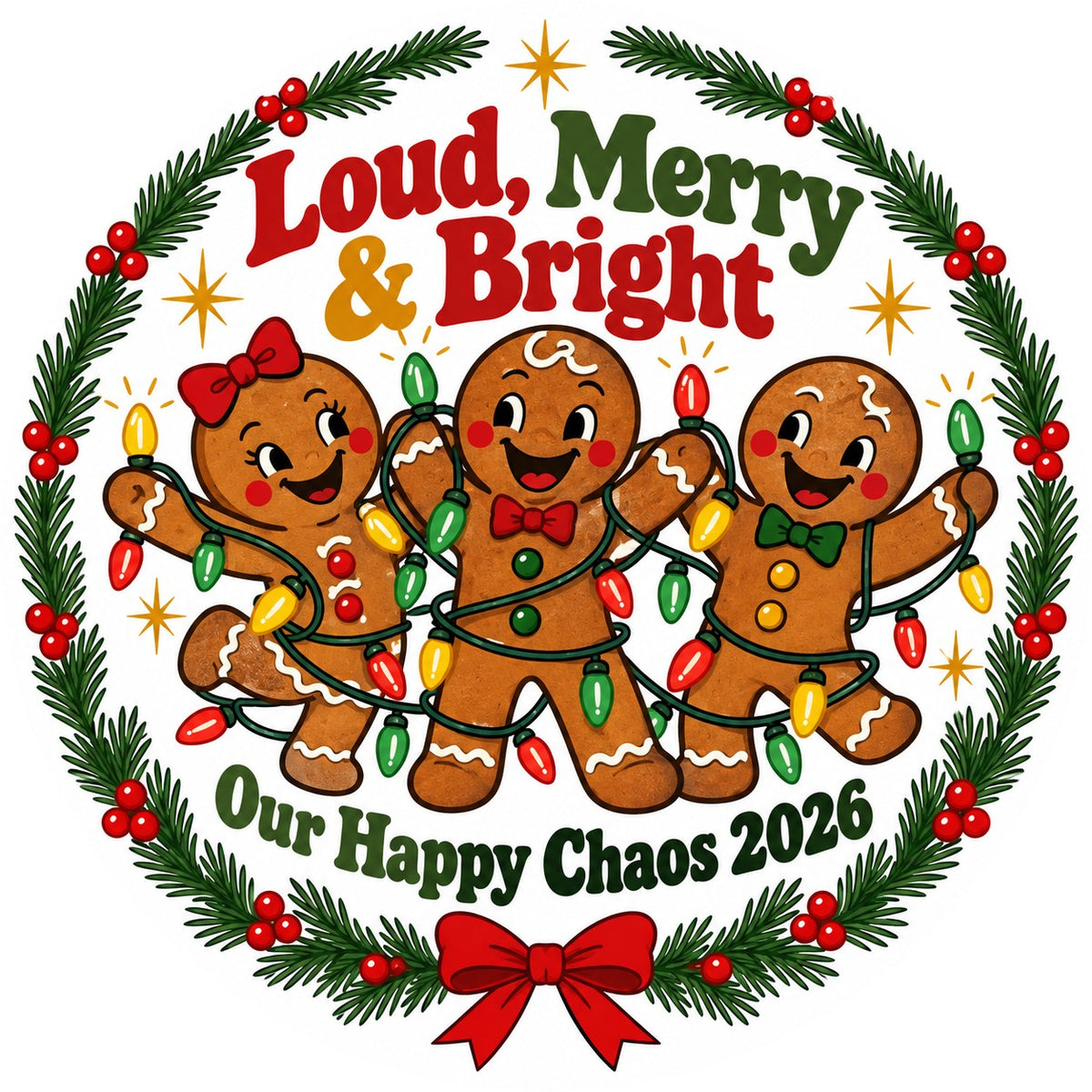 Loud Merry and Bright Chaos Ceramic Family Christmas Ornament