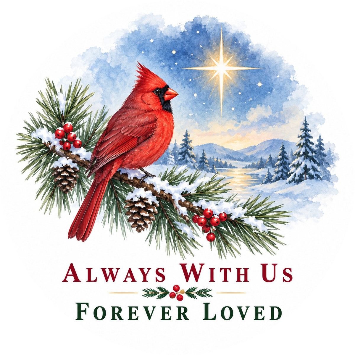 Winter Cardinal Memorial Keepsake Ceramic Christmas Ornament