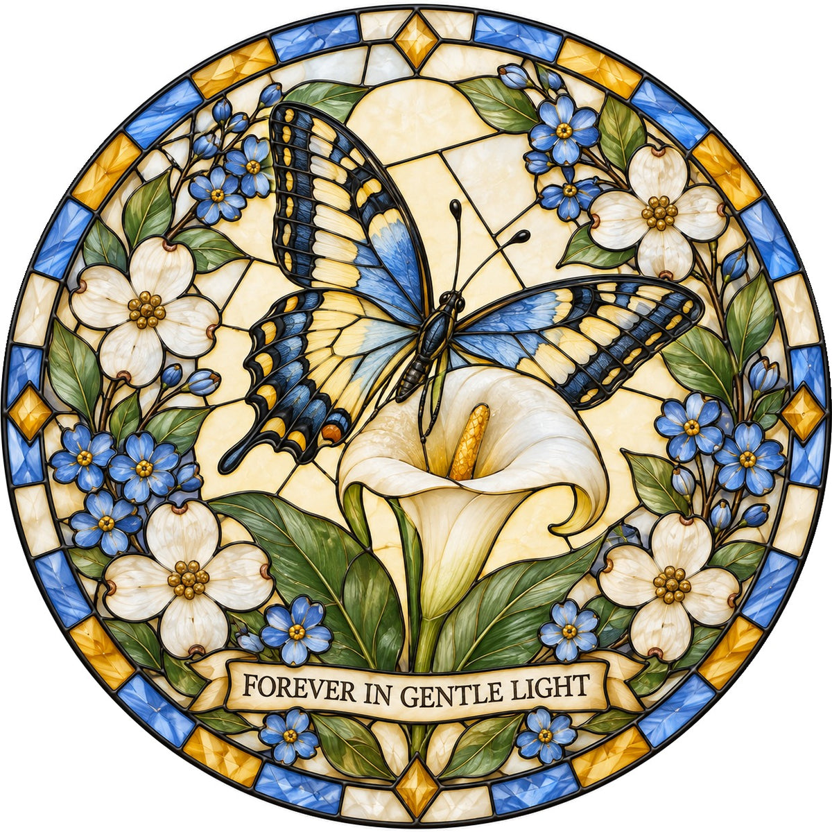 Whispers of Peace Butterfly Memorial Suncatcher Glass Window Ornament