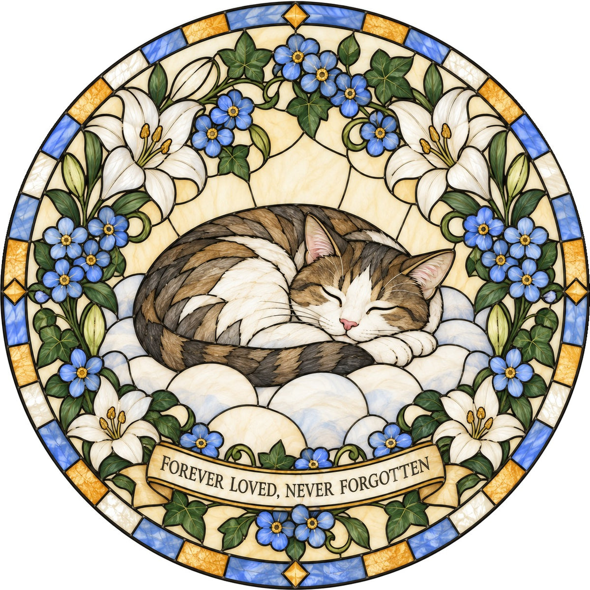Peaceful Slumber Cat Memorial Suncatcher Window Hanging Ornament