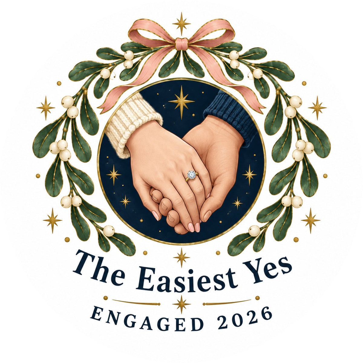 The Easiest Yes Engaged 2026 Ceramic Holiday Keepsake Ornament