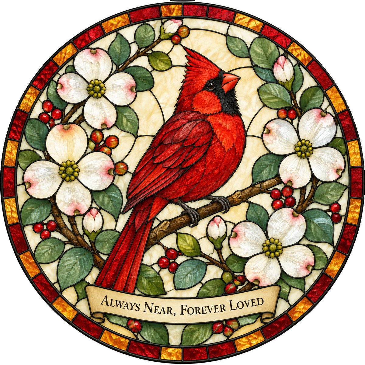 Cardinal of Eternal Comfort Suncatcher, Memorial Glass Ornament