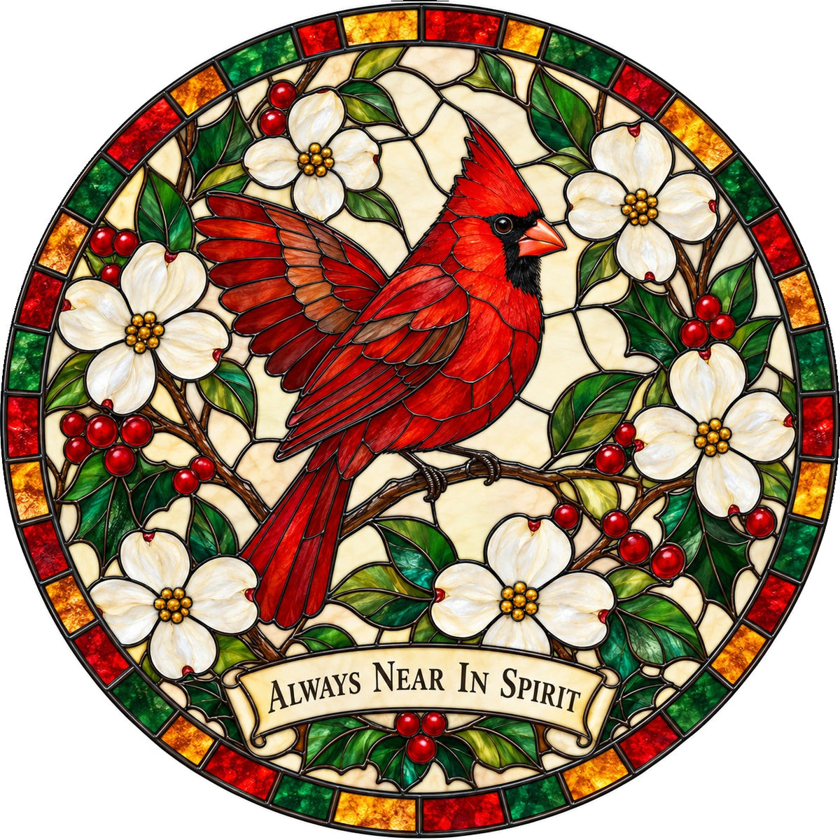 Cardinal Messenger of Hope Suncatcher, Memorial Glass Ornament