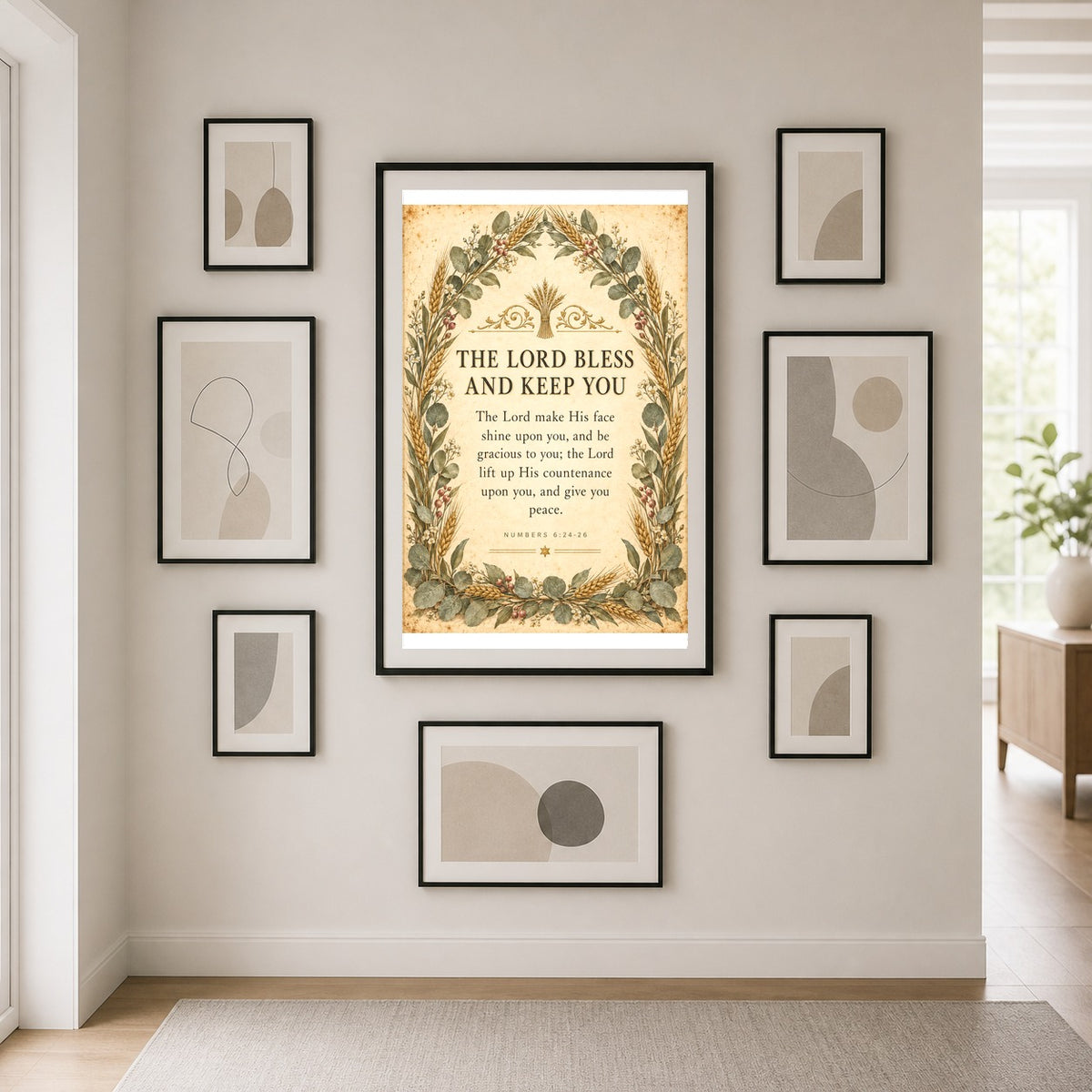 Botanical Priestly Blessing Poster, Numbers 6 Scripture Wall Art