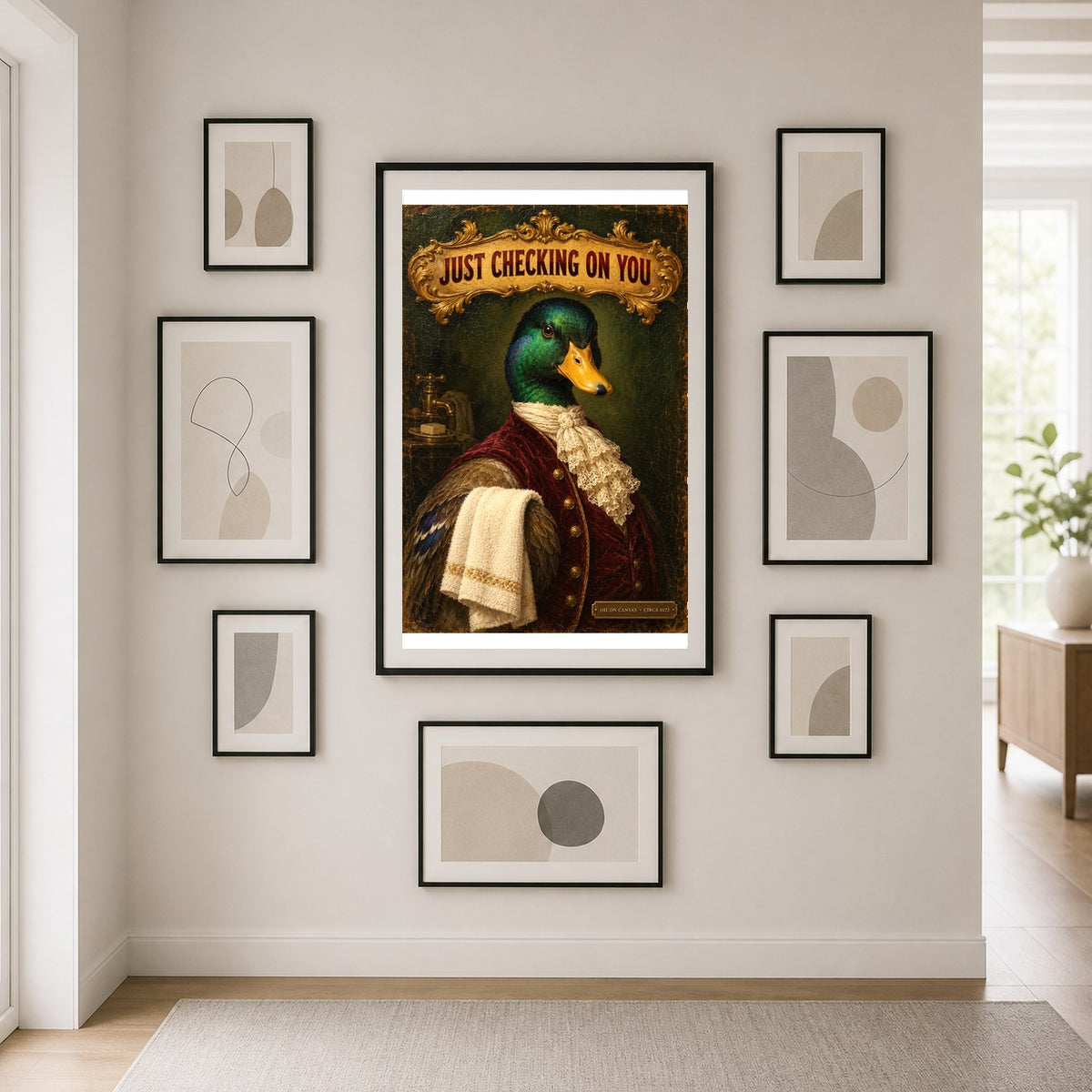 Aristocratic Duck Bathroom Attendant Funny Wall Art Poster