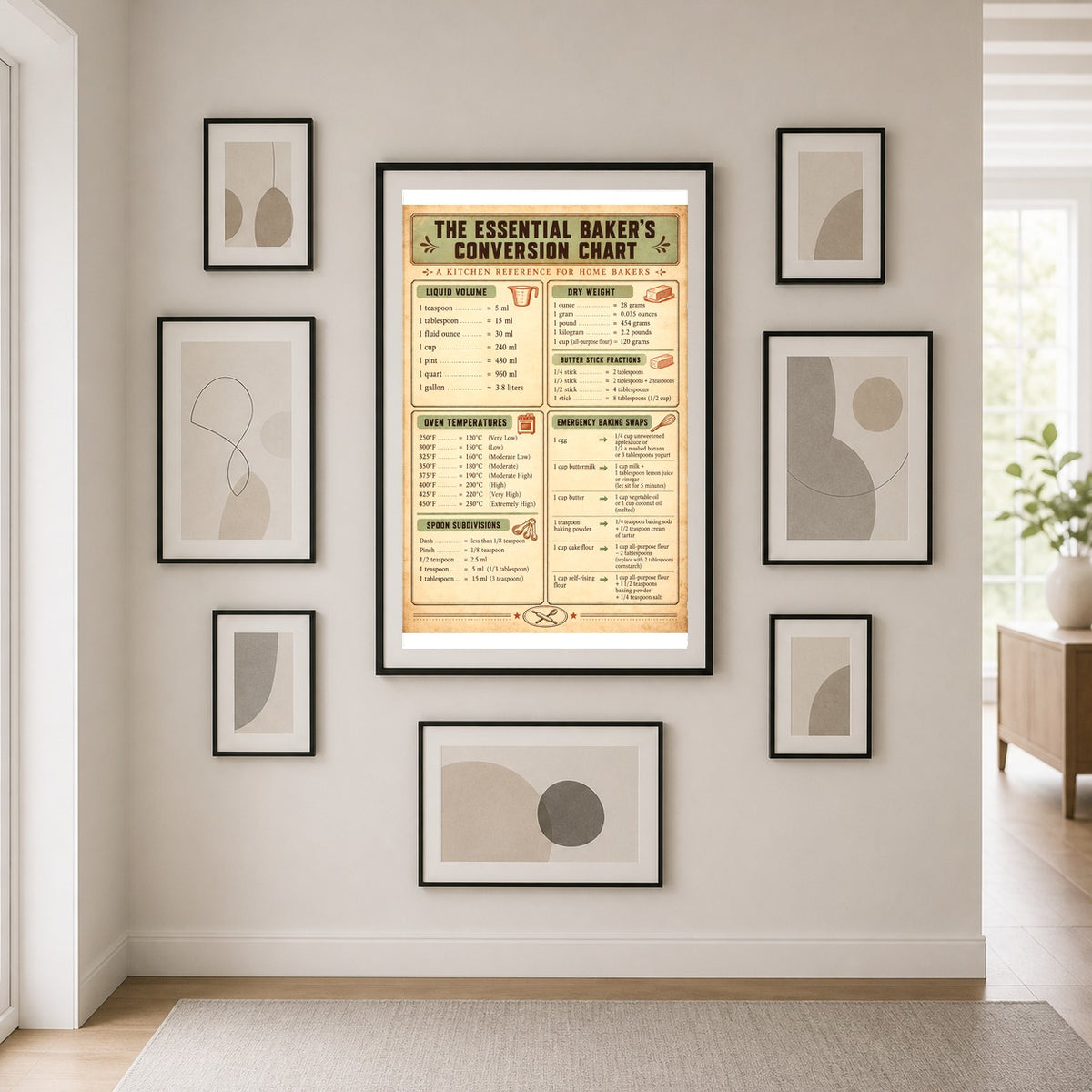 Bakers Kitchen Reference Guide Chart Poster