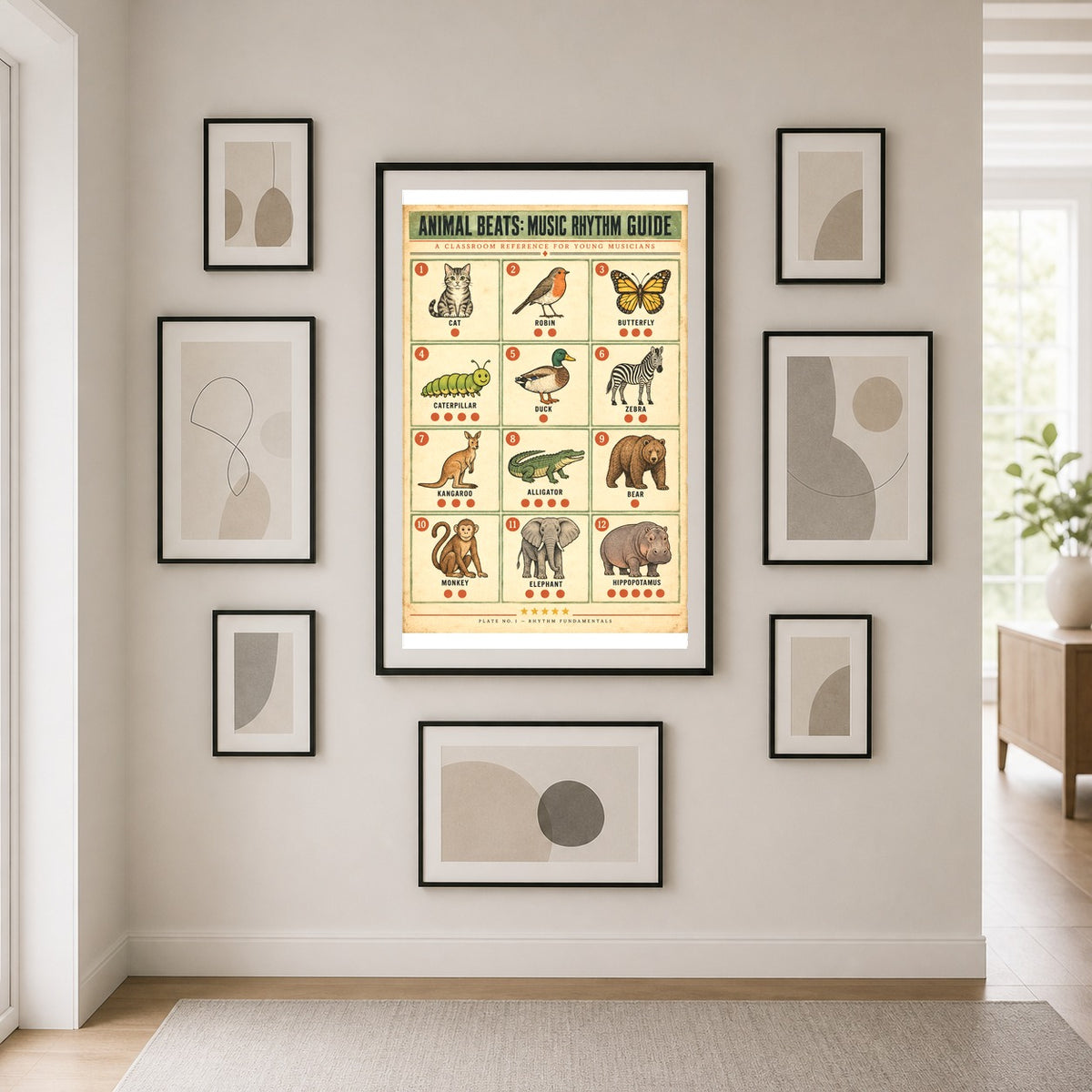 Animal Beats Music Rhythm Guide Poster, Elementary Classroom Wall Art
