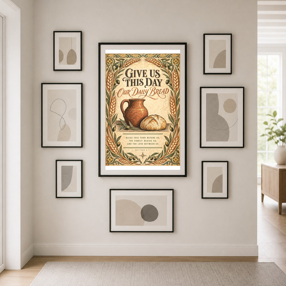 Give Us This Day Bible Scripture Poster, Daily Bread Kitchen Wall Art