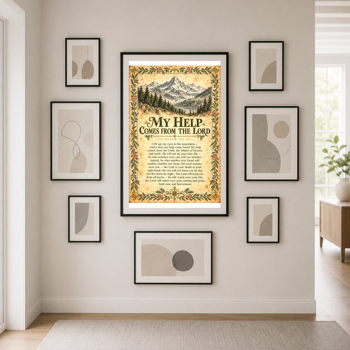 Psalm 121 Mountain Scripture Poster, My Help Comes From the Lord