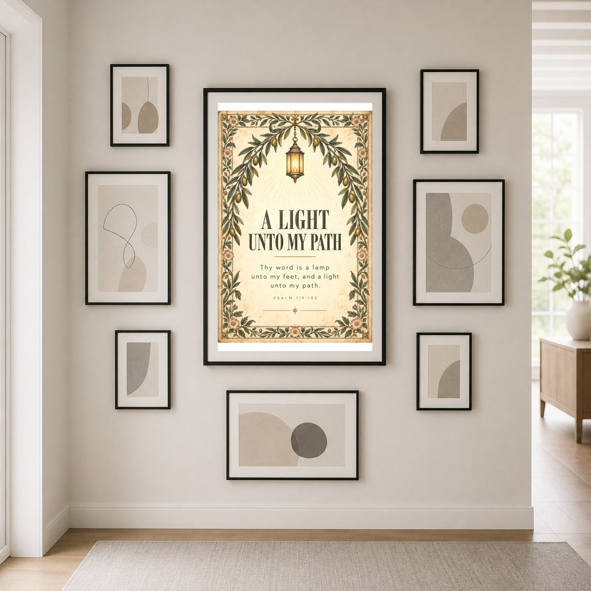 A Light Unto My Path Poster, Psalm 119 Olive Branch Scripture Art