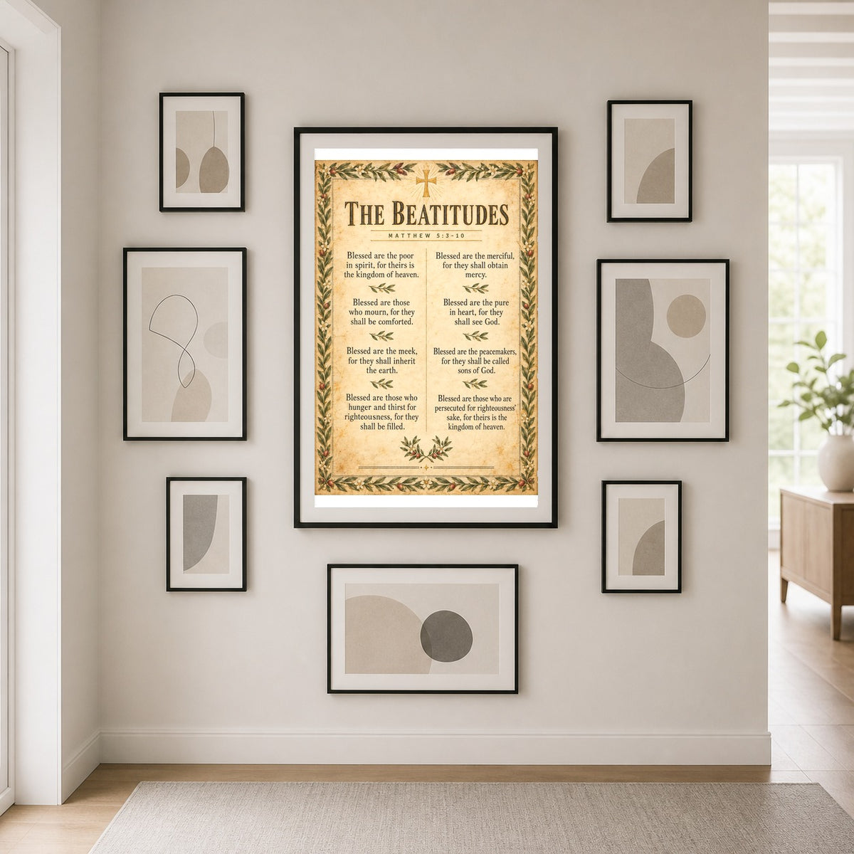 The Beatitudes Scripture Wall Art Poster, Matthew 5 Olive Branch Print