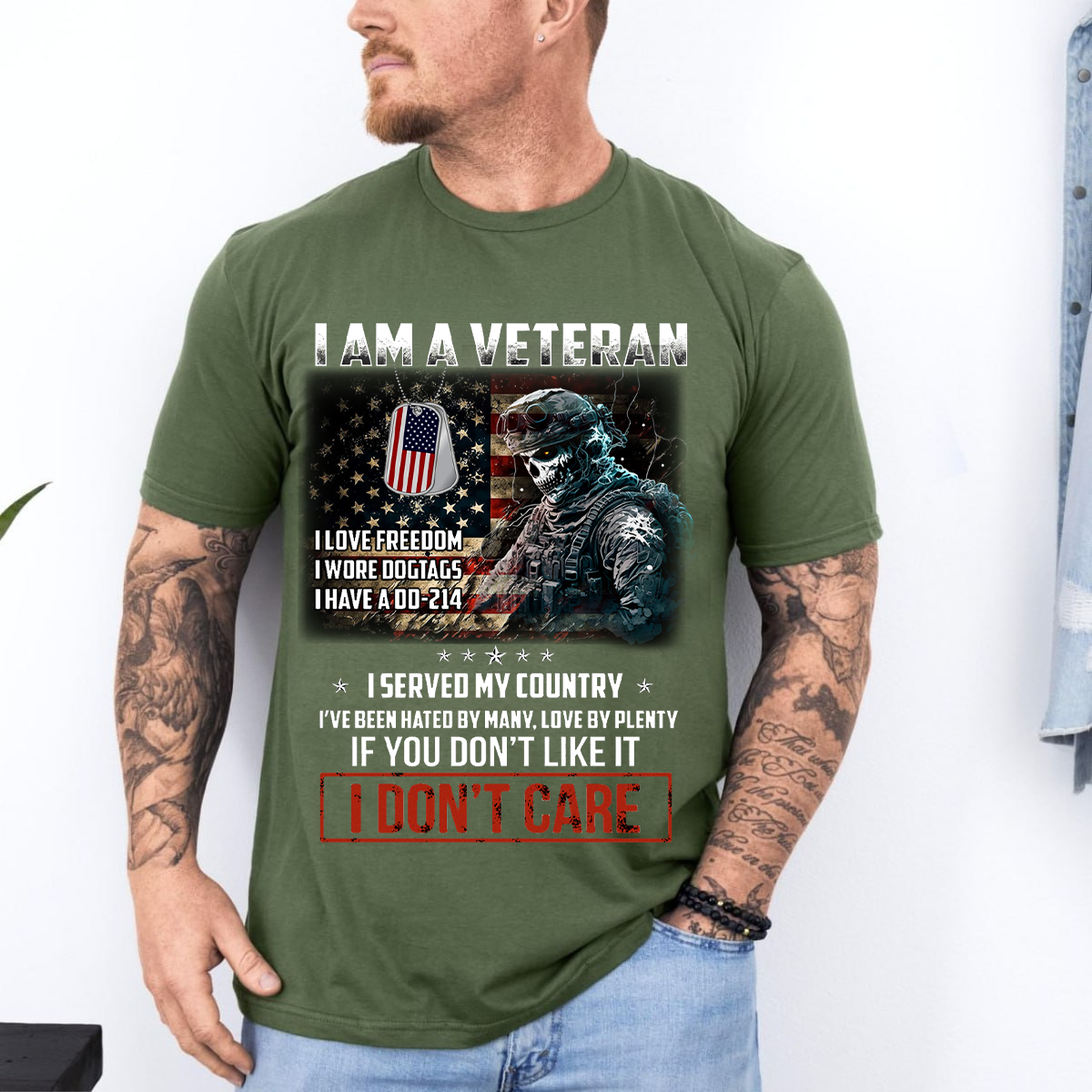 I Am a Veteran Shirt – I Served My Country I Don’t Care Tee – DD-214 Military Gift