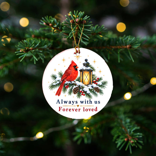 Twilight Cardinal Memorial Christmas Ornament with Hanging Cord