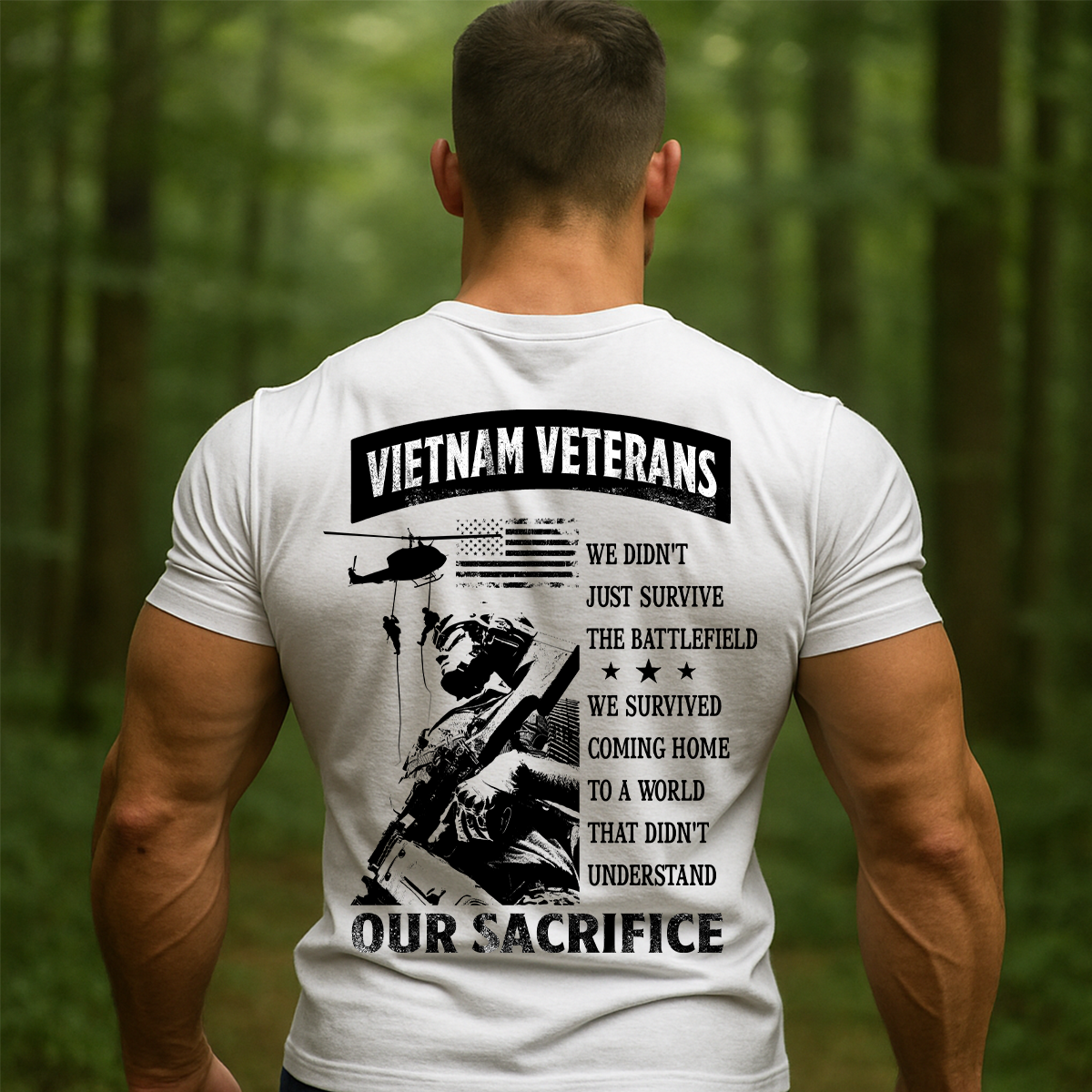 Vietnam War Veteran T-Shirt – We Survived the Battlefield Our Sacrifice Quote Memorial Tee