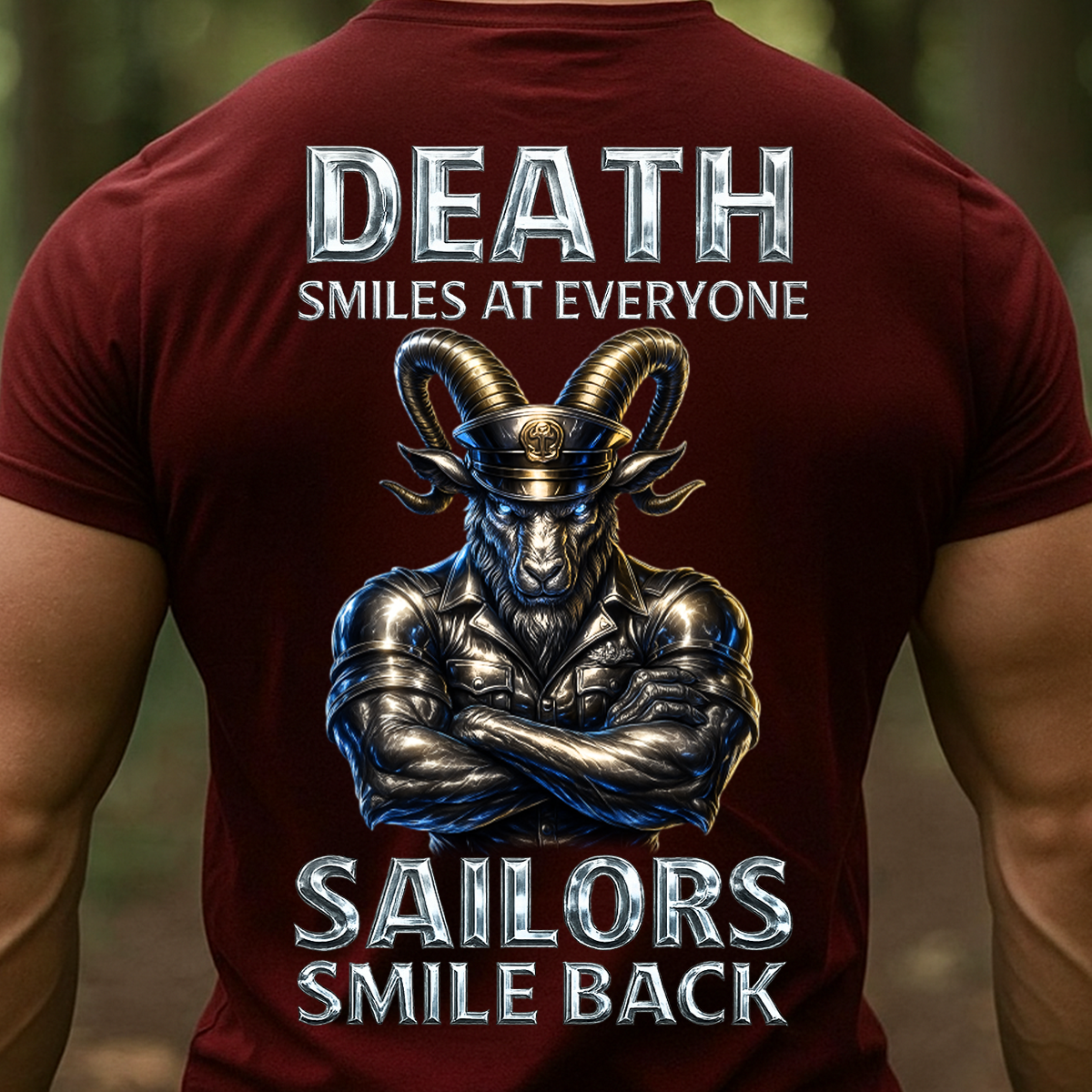 USN Death Smiles at Everyone Sailors Smile Back Military T-Shirt - U.S Navy Goat Tee, Gift For Veteran's Day