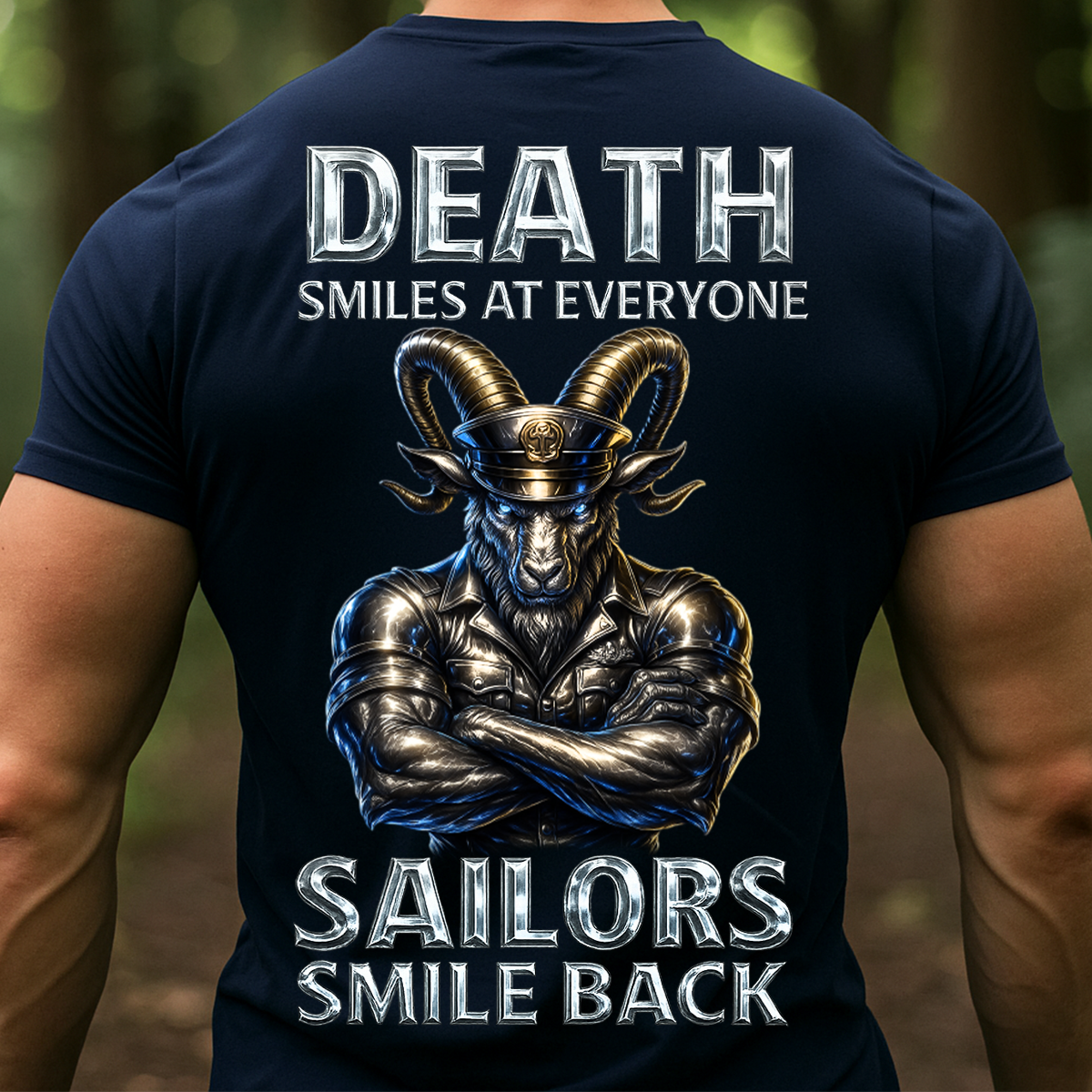 USN Death Smiles at Everyone Sailors Smile Back Military T-Shirt - U.S Navy Goat Tee, Gift For Veteran's Day