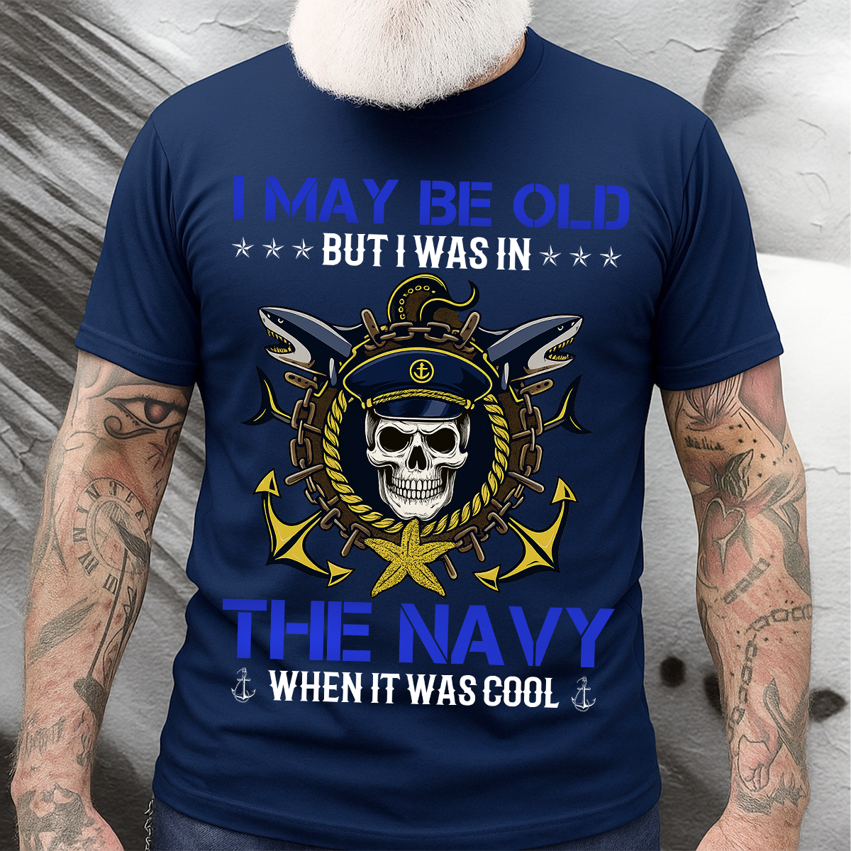 “I May Be Old But I Was in the Navy” T-Shirt, Proud U.S. Navy Veteran Military Gift for Men