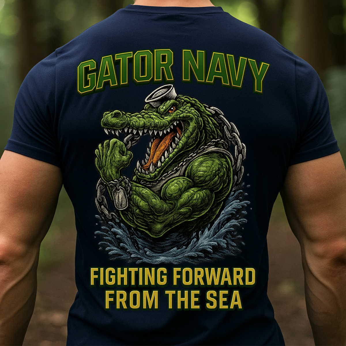 Gator Navy T-Shirt – Fighting Forward From The Sea Military Veteran Graphic Tee