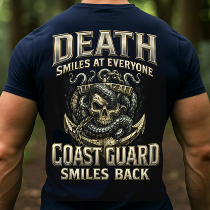 Death Smiles at Everyone,  Coast Guard Smiles Back T-shirt - USCG Skull Kraken Military Shirt