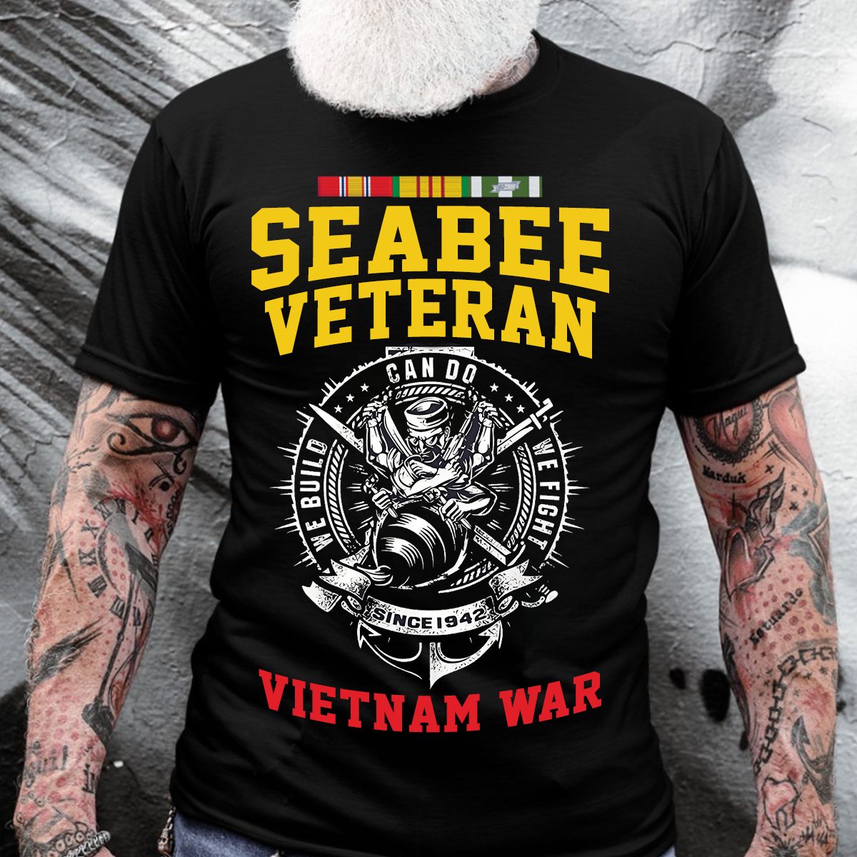 Seabee Veteran Vietnam War T-Shirt – US Navy Can Do We Build We Fight